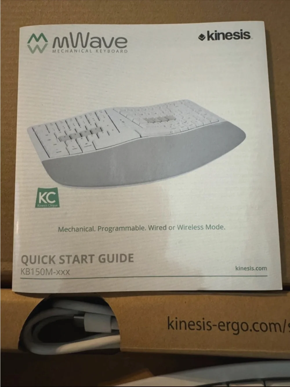Kinesis mWave Split Ergonomic Keyboard - White and Gray